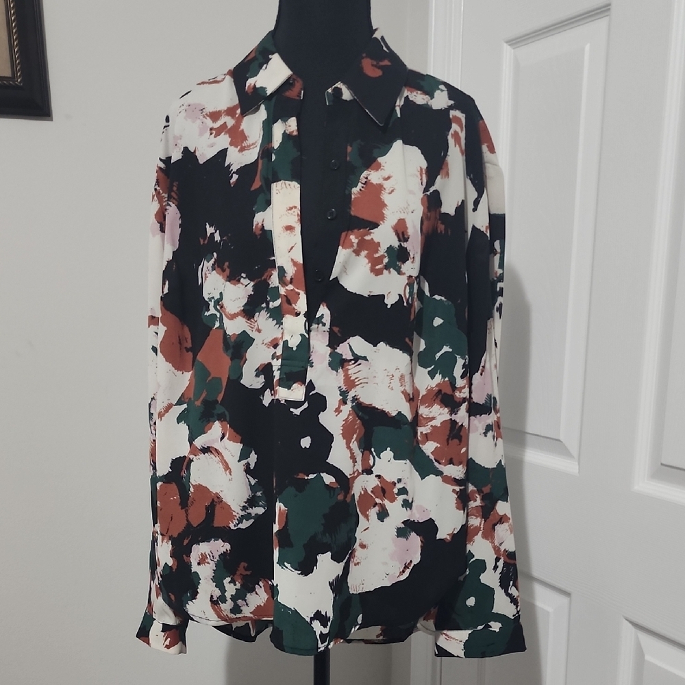 Ava & Viv Green and Black Lightweight Shirt Jacket